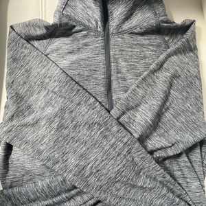 Grey Exercise Half-Zip Long-sleeve Top w Thumbholes